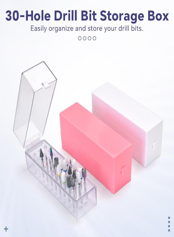 رولابلينج علبة تخزين أدوات فن الأظافر الكهربائية ذات 30 فتحة، قابلة للطي، بتصميم مستطيل، مقاومة للغبار، مناسبة لريش المثقاب (أبيض). - Image 2